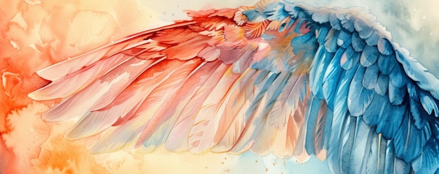 Peinture d'ailes colorées sur fond blanc