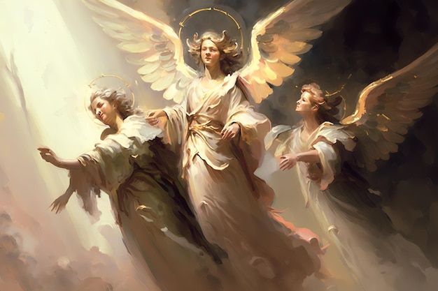 Une peinture d'anges avec les mots ange dessus