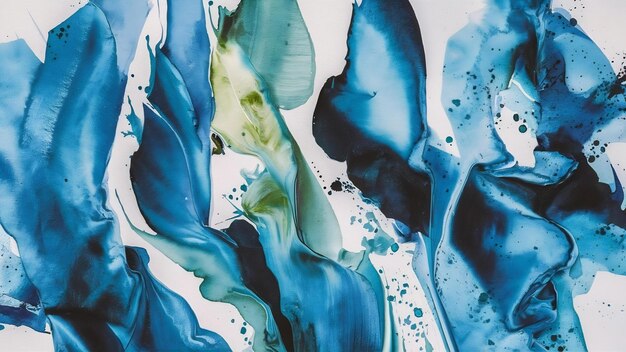 Photo peinture à l'aquarelle abstraite bleue sur papier