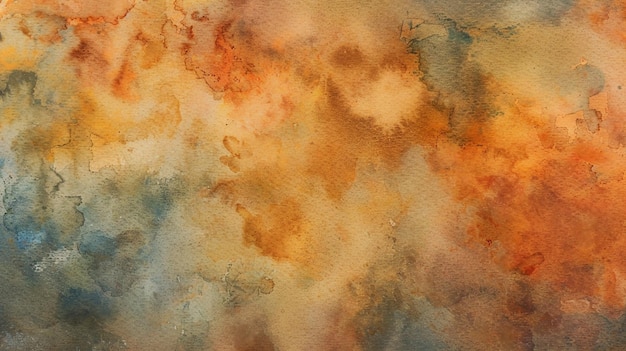 peinture d'aquarelle abstraite sur papier texturé orange et brun