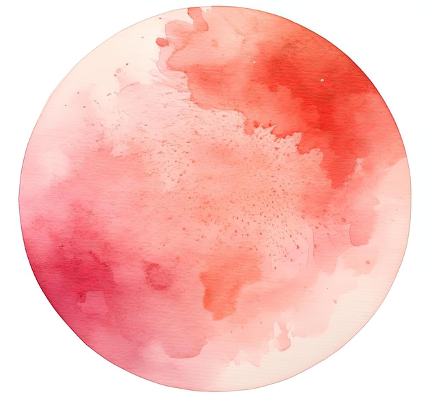 une peinture en aquarelle abstraite peinte en cercle sur fond blanc dans le style du rouge clair