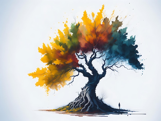 Peinture à l’aquarelle d’un arbre d’automne Peinture d’art numérique