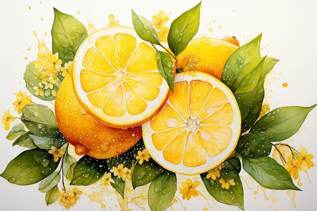 Peinture à l'aquarelle au citron