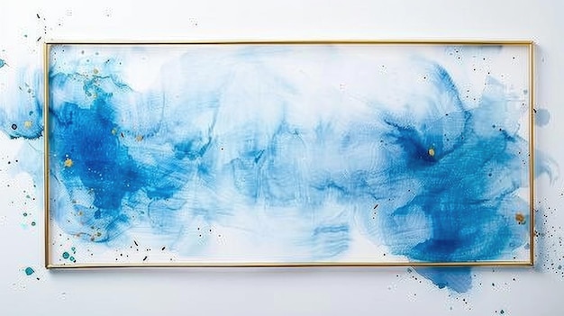 Peinture à l'aquarelle bleue abstraite dans un cadre doré