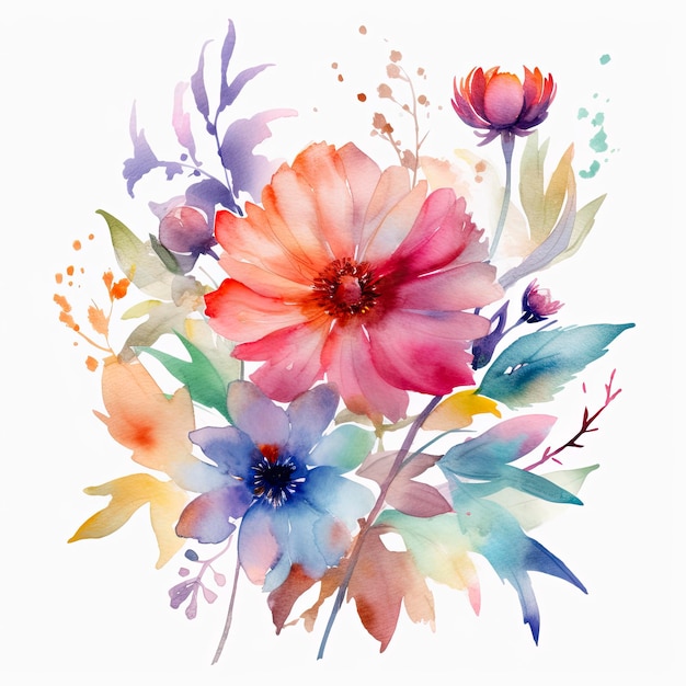 Peinture à l'aquarelle d'un bouquet de fleurs