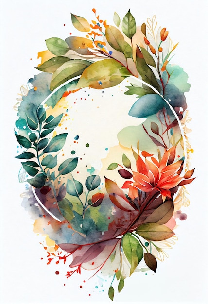 Une peinture à l'aquarelle d'un cadre de fleurs.