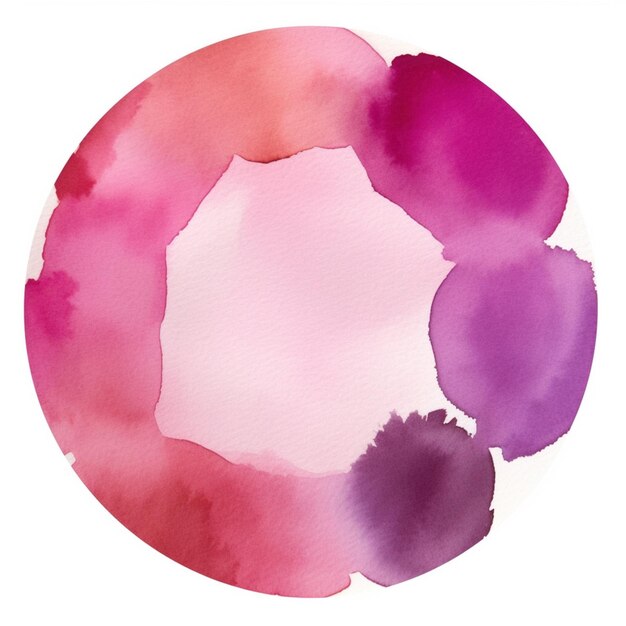 Photo une peinture à l'aquarelle d'un cercle avec de la peinture violette et rose.