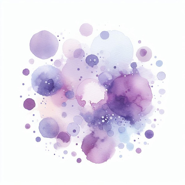 une peinture à l'aquarelle de cercles et de points violets et roses