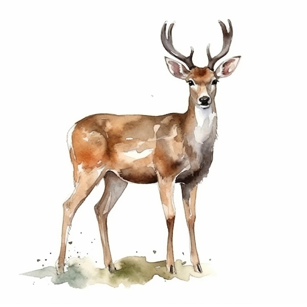 Une peinture à l'aquarelle d'un cerf