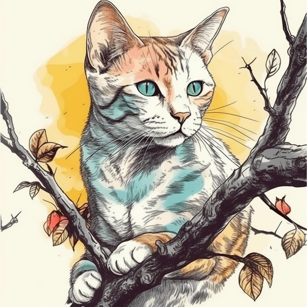 Peinture à l'aquarelle d'un chat