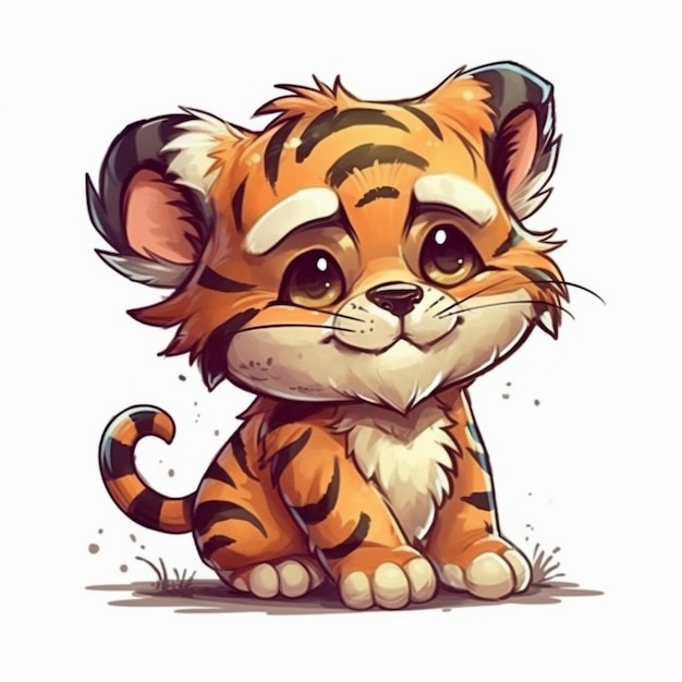 Peinture à l'aquarelle de Chibi cub Tiger