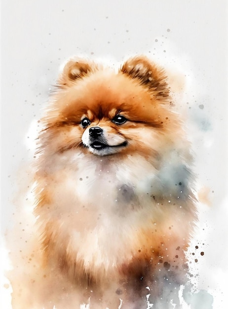 Peinture à l'aquarelle d'un chien nommé spitz