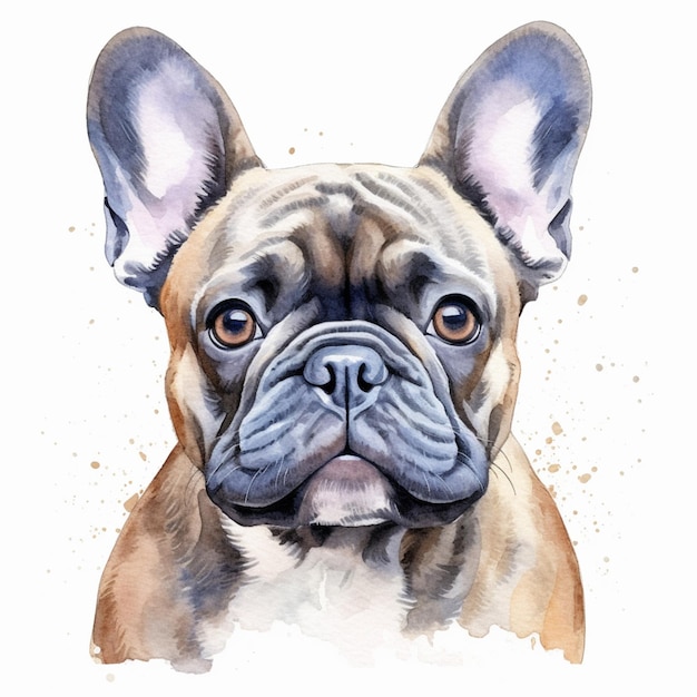 Photo une peinture à l'aquarelle d'un chien avec un visage et des oreilles bruns.