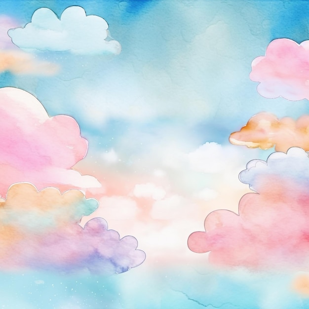 Une peinture à l'aquarelle d'un ciel avec des nuages et les mots "amour" dessus.