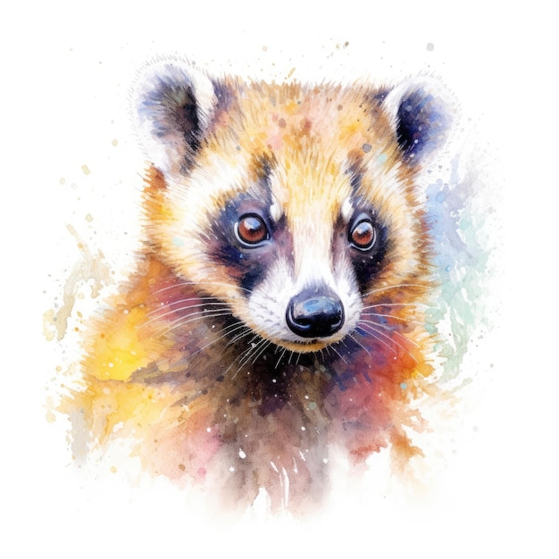 Peinture à l'aquarelle de coati