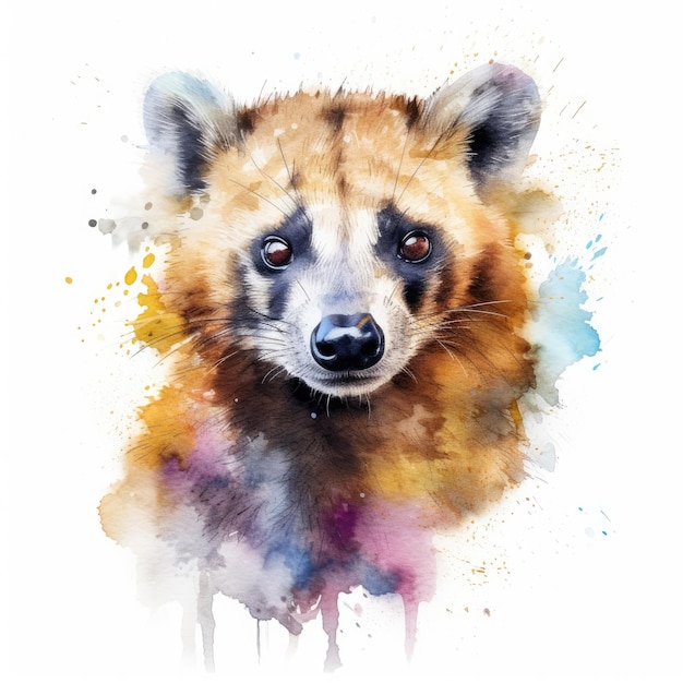 Peinture à l'aquarelle de coati