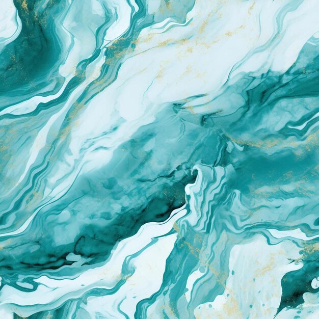 Une peinture à l'aquarelle colorée d'une vague avec les couleurs vert et bleu.