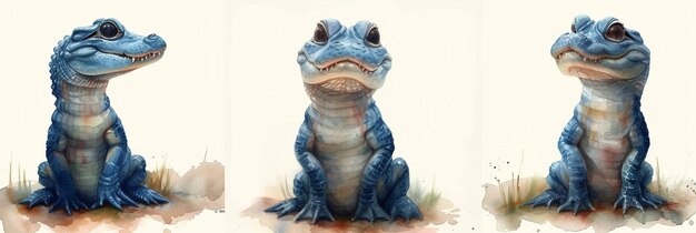 Peinture à l'aquarelle d'un crocodile mignon