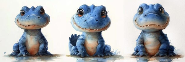 Peinture à l'aquarelle d'un crocodile mignon