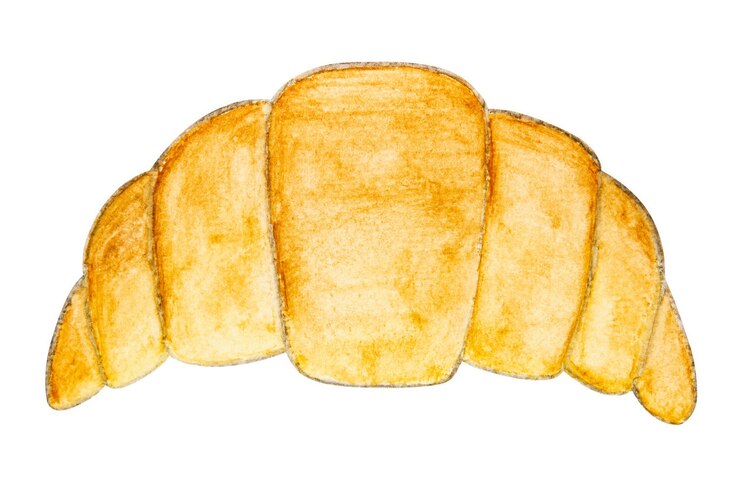 Photo peinture à l'aquarelle de croissant isolé sur fond blanc