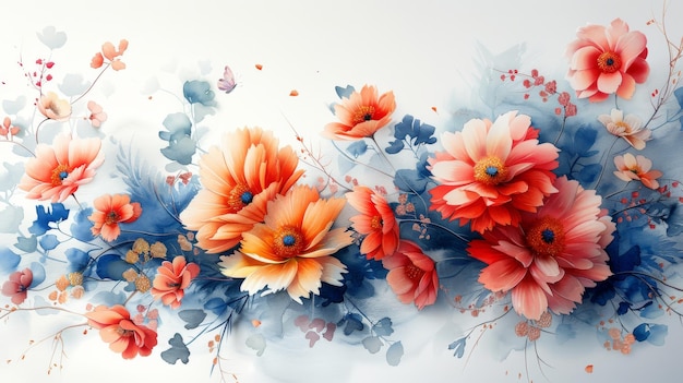 Peinture à l'aquarelle d'un dessin floral d'automne