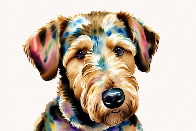 Peinture à l'aquarelle du chien Airedale Terrier Un compagnon polyvalent et loyal Generative AI