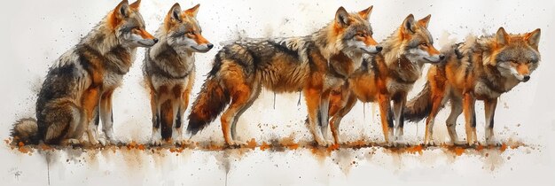 Peinture à l'aquarelle du loup mignon