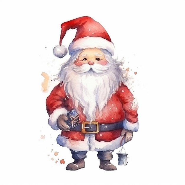 Peinture à l'aquarelle du Père Noël de Chibi