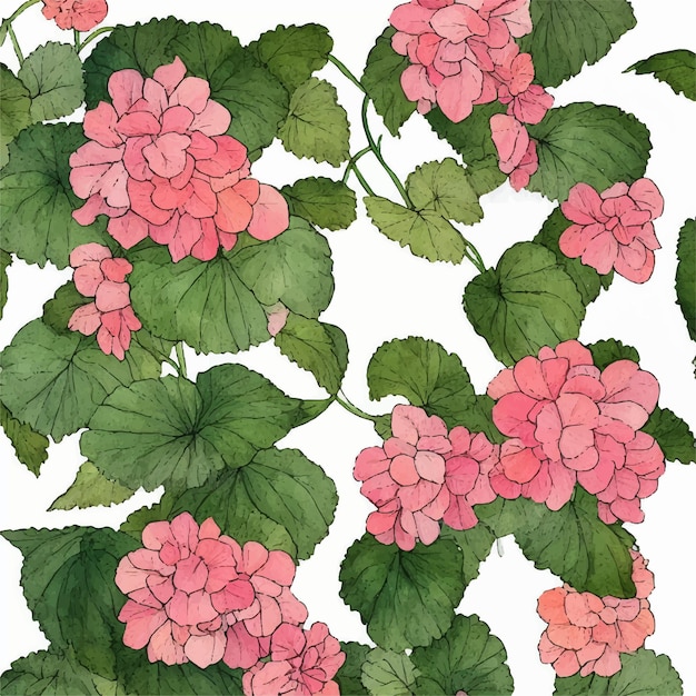 Peinture à l'aquarelle d'une fleur aux feuilles vertes