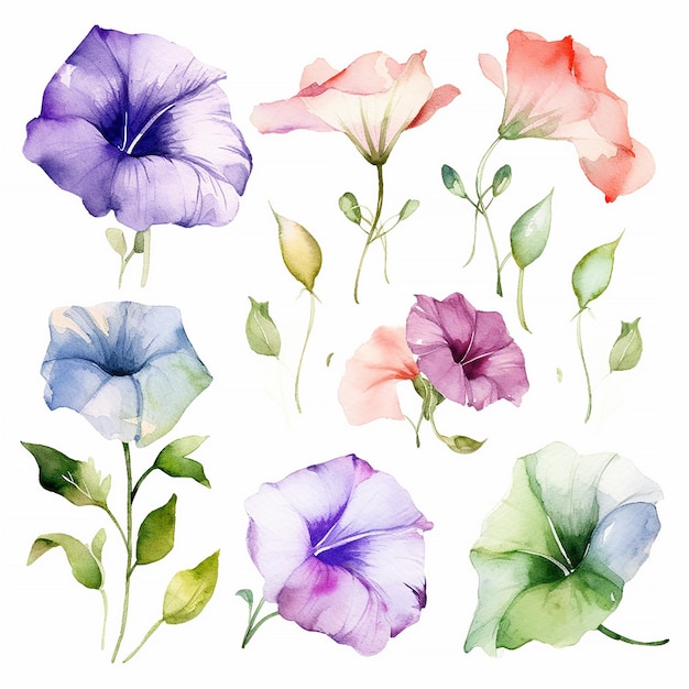 Une peinture à l'aquarelle d'une fleur colorée.