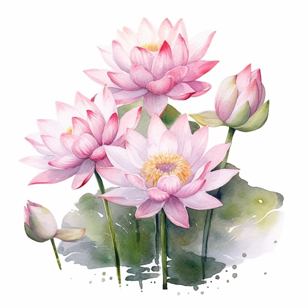 Peinture à l'aquarelle d'une fleur de lotus