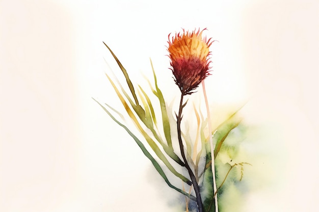 Une peinture à l'aquarelle d'une fleur avec le mot fleur dessus.