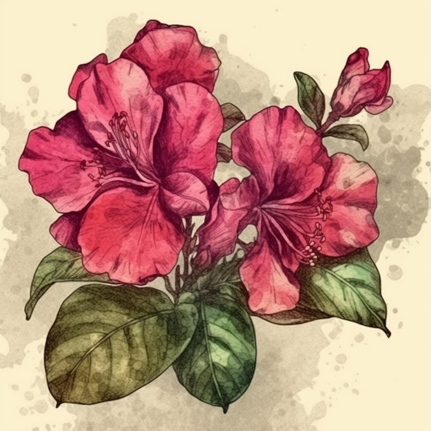 Peinture à l'aquarelle de fleurs de bougainvilliers fraîches