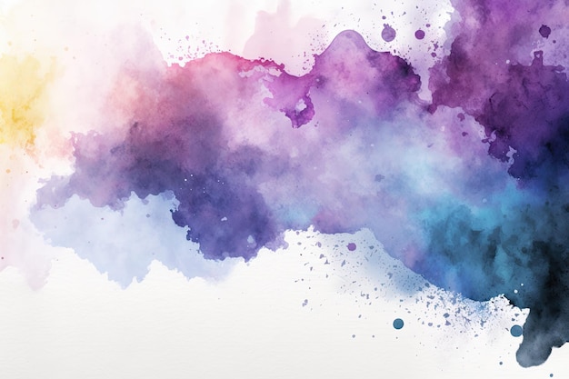 Une peinture à l'aquarelle avec un fond violet et bleu.