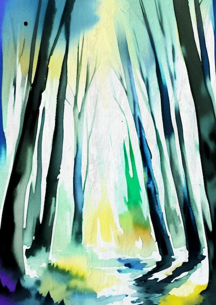 Peinture à l'aquarelle de la forêt magique