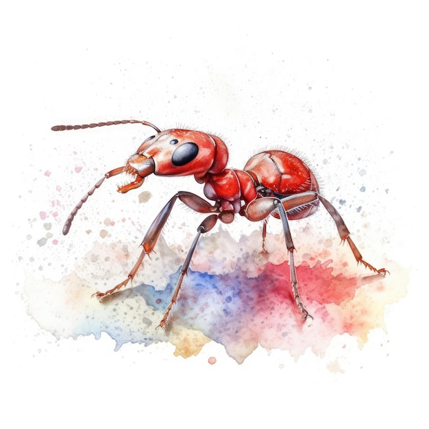 Peinture à l'aquarelle de fourmi