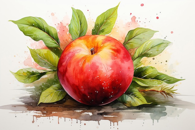 Peinture à l'aquarelle de fruits nectarins