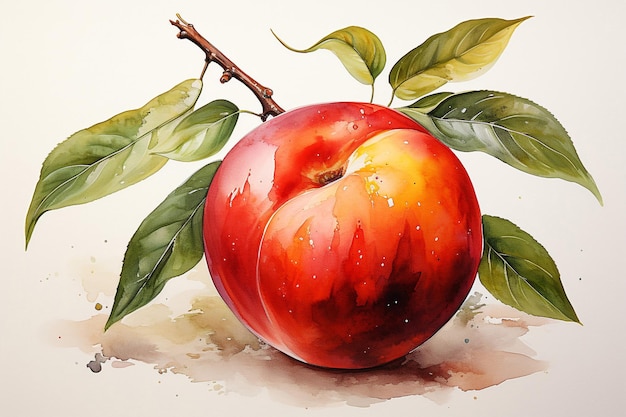 Peinture à l'aquarelle de fruits nectarins
