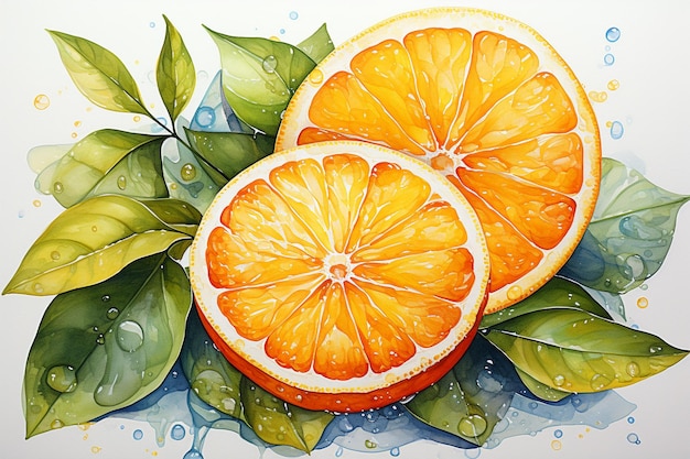 Peinture à l'aquarelle de fruits orange