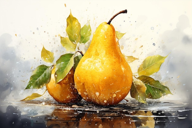 Peinture à l'aquarelle de fruits de poire