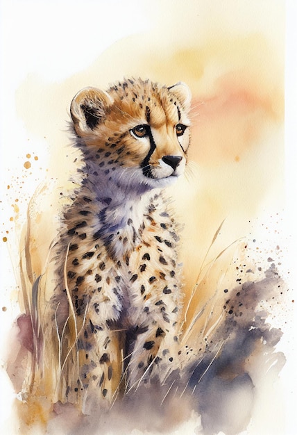 Une peinture à l'aquarelle d'un guépard