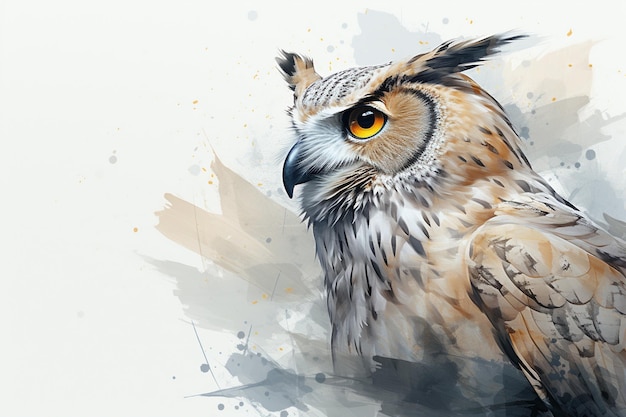 Peinture à l'aquarelle d'un hibou sur un fond blanc illustration vectorielle