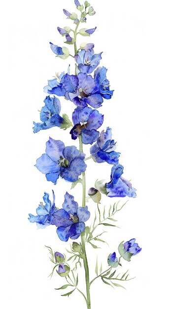 Peinture à l'aquarelle d'un iris bleu par une personne