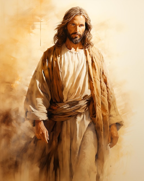 Peinture à l’aquarelle de Jésus-Christ