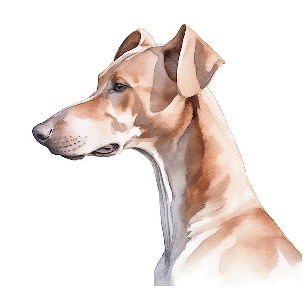 Photo peinture à l'aquarelle minimaliste pharaoh hound sur fond pastel doux