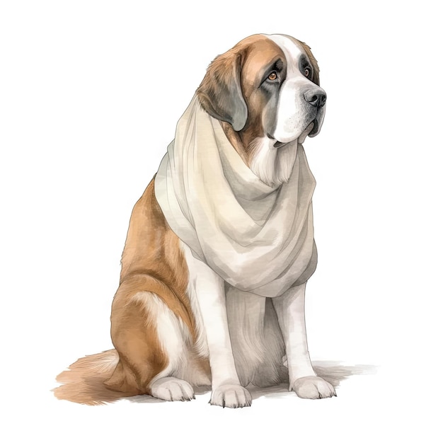 Peinture à l'aquarelle minimaliste Saint Bernard sur fond pastel doux