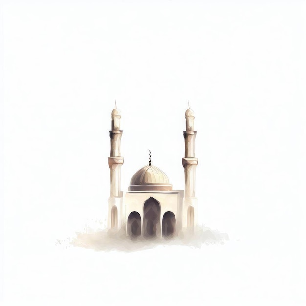 Peinture à l'aquarelle d'une mosquée islamique IA générative