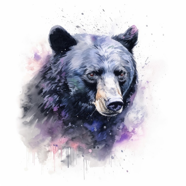 Peinture à l'aquarelle d'ours noir