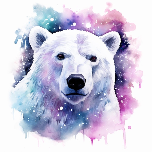 peinture aquarelle d'ours polaire