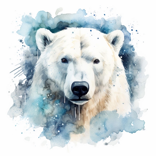 peinture aquarelle d'ours polaire